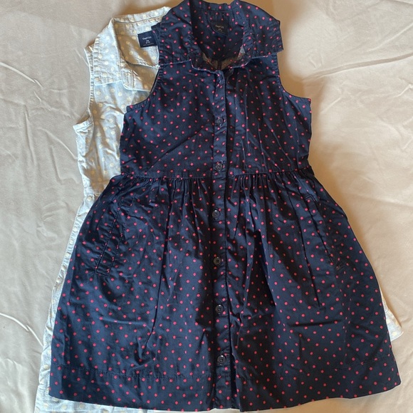 Gap size 4-5 polka dresses set of two. Great condition. Jean & white, blue 8 red - Picture 5 of 9